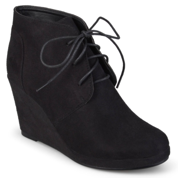 Shoes - All Black Wedge Booties